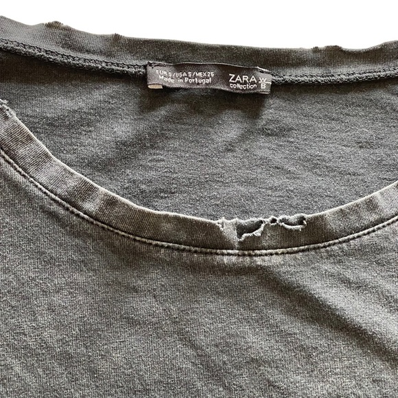 ZARA W/B COLLECTION  Distressed, WashedBlack Oversized Starstudded Tee   Size S - Picture 3 of 12